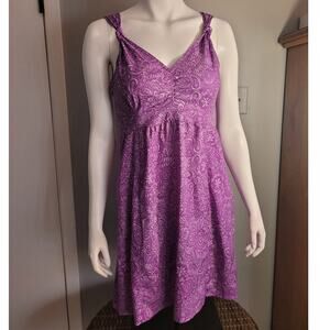 Athleta Nearly Knotical Purple Paisley Active Dress Size 8 Outdoor Hiking Travel